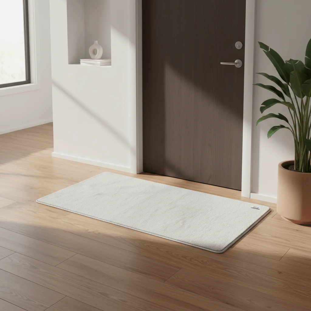 Soft Rectangle Door Mat | Anti-Slip Absorbent Floor Rug for Entrance, Bathroom & Living Room | 80 x 45 cm | Off White | - Image 2