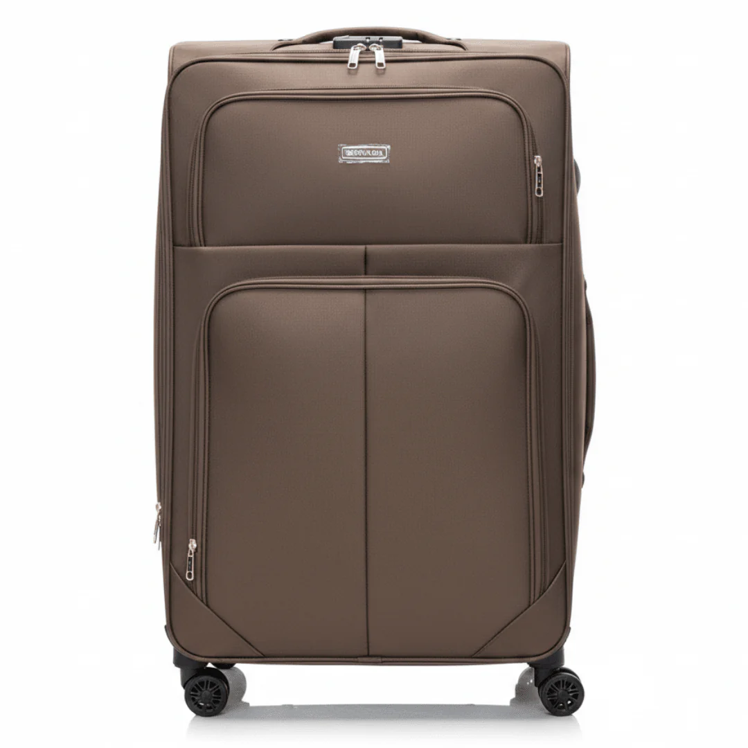 Sonada Brown Polyester Trolley Bag – | 8 Spinner Wheels | Lightweight Travel Luggage | 32 Inch