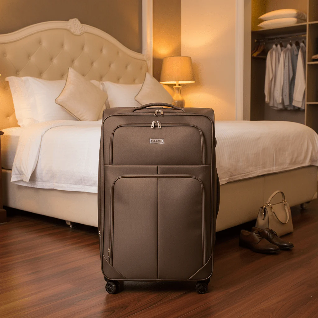 Sonada Brown Polyester Trolley Bag – | 8 Spinner Wheels | Lightweight Travel Luggage | 32 Inch - Image 3