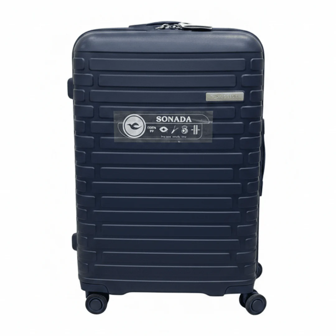 Sonada Navy Blue Hard Shell Trolley Bag – 24 Inch | 100% PP Lightweight Travel Luggage with Spinner Wheels