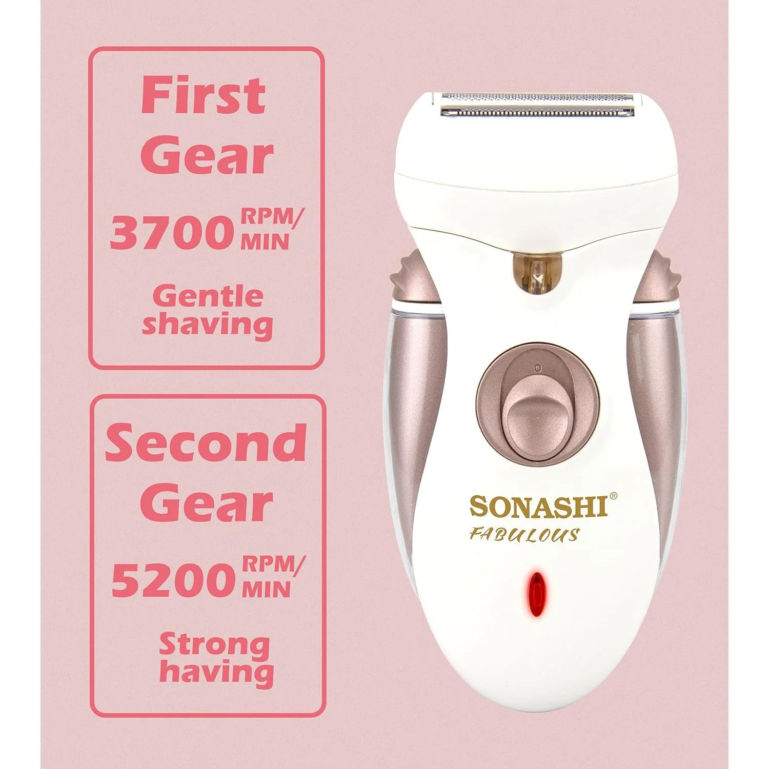 Sonashi Fabulous Epilator and Trimmer SLD-824 - Washable Epilator w/ 3 Attachments, Stainless Steel Blades, LED Light | Personal Care - Image 2