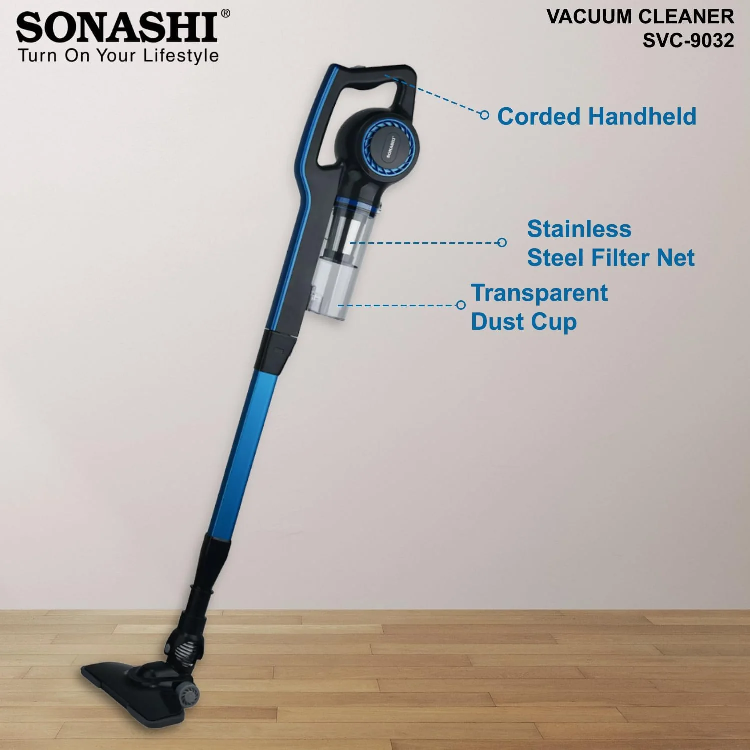 SONASHI Handheld Stick Vacuum Cleaner 0.9 L 600W SVC-9032 - Image 4