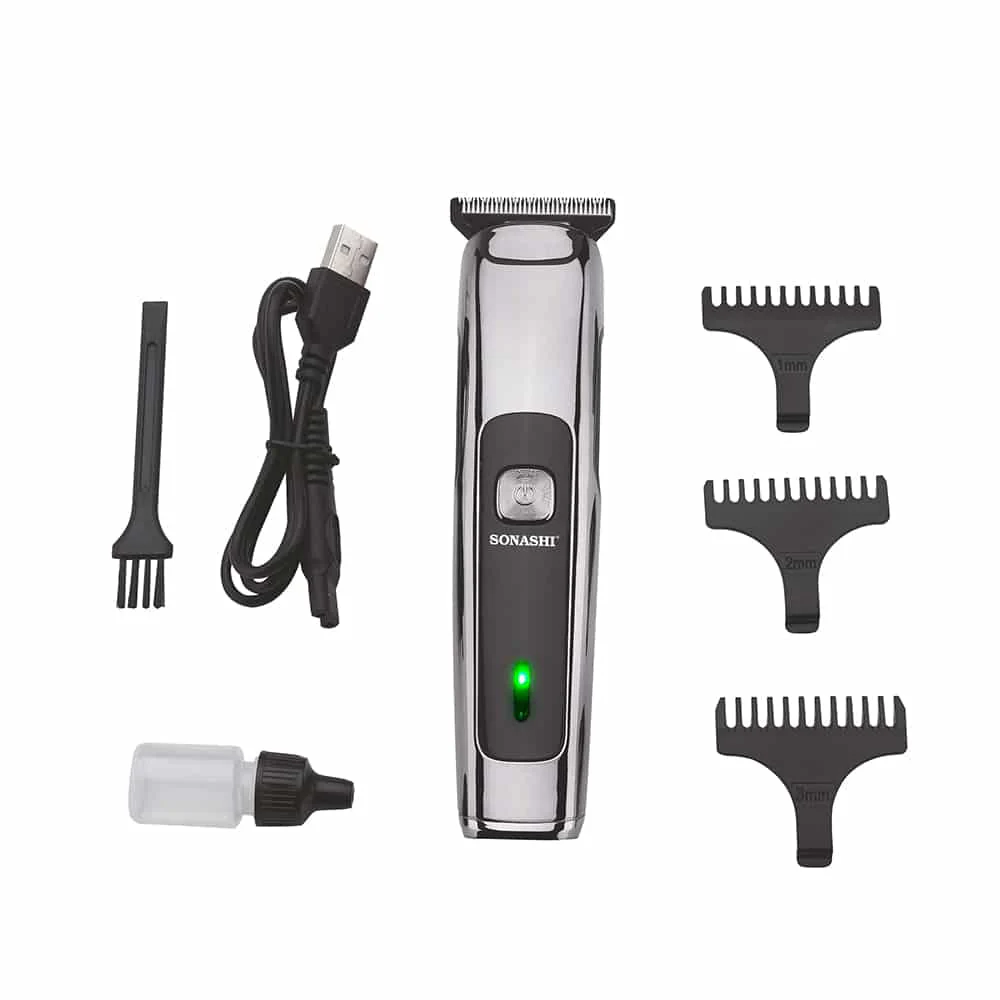 SONASHI Rechargeable Hair Clipper, Stainless Steel blade, 3 Comb Attachment- SHC-1043N