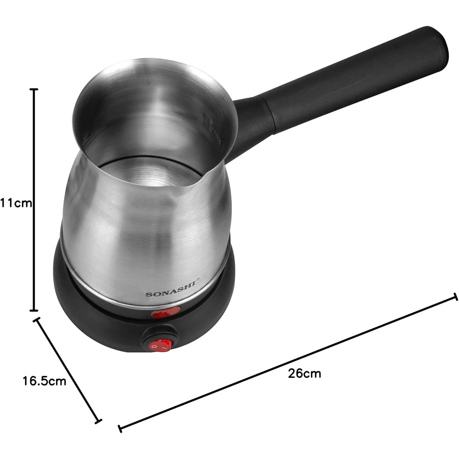 Sonashi Turkish Coffee Maker with 80ml Jar - 360-Degree Cordless Base with Removable Handle | Auto Shut Off Feature STCM-4972 - Image 2