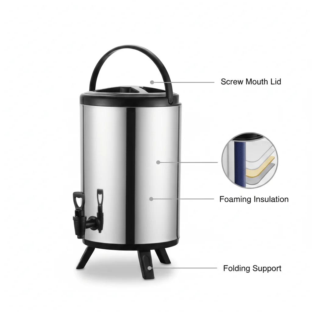 Stainless Steel Insulated Beverage Dispenser Bucket – 12L - Image 2