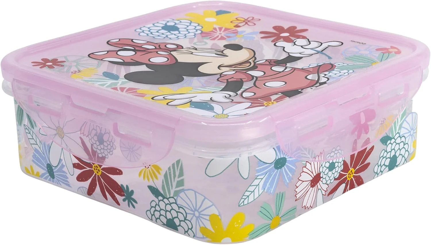 STOR Square Hermetic Food Container 750ml, Minnie Mouse Spring Look