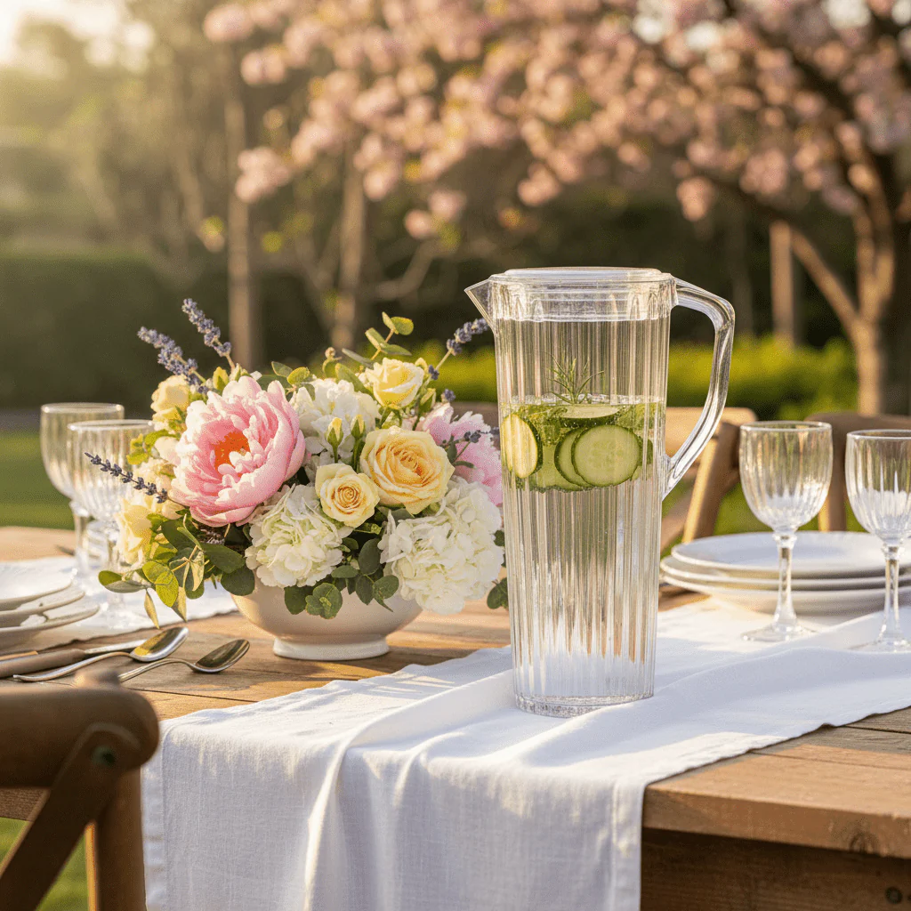 Striped Elegance Contemporary Clear Acrylic Jug with Sophisticated Stripe Design – 1.8 Litre - Image 4