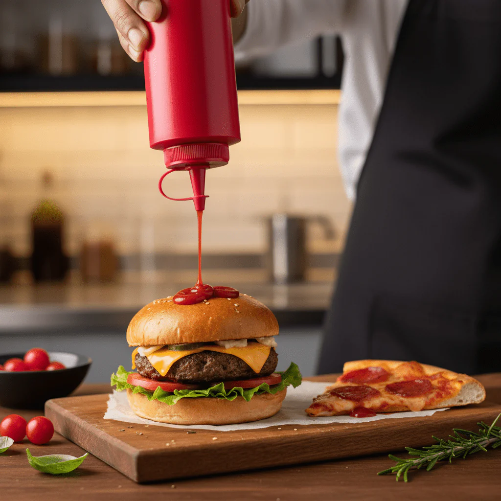Sunnex Plastic Sauce Squeeze Bottle 120oz, Red - Image 2