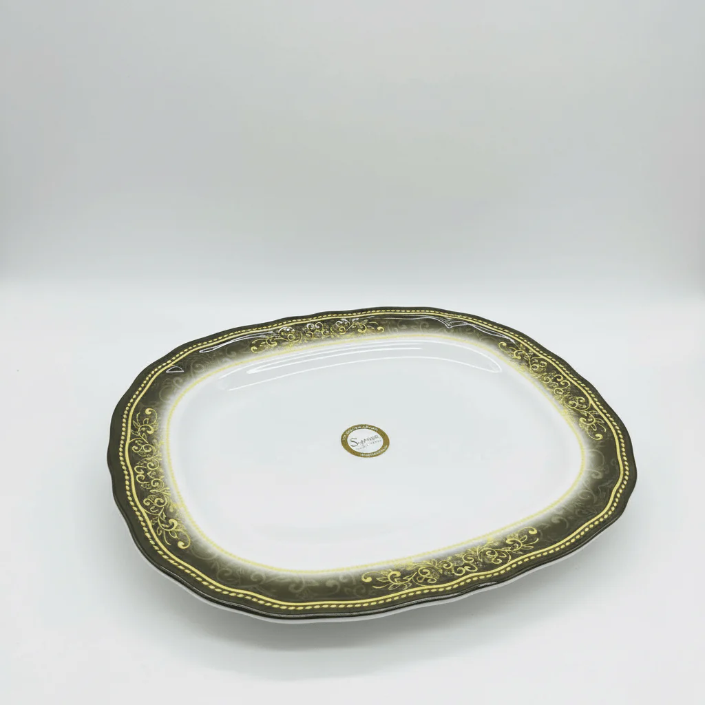 Supreme Floral Melamine Rectangular Serving Tray – 12" White