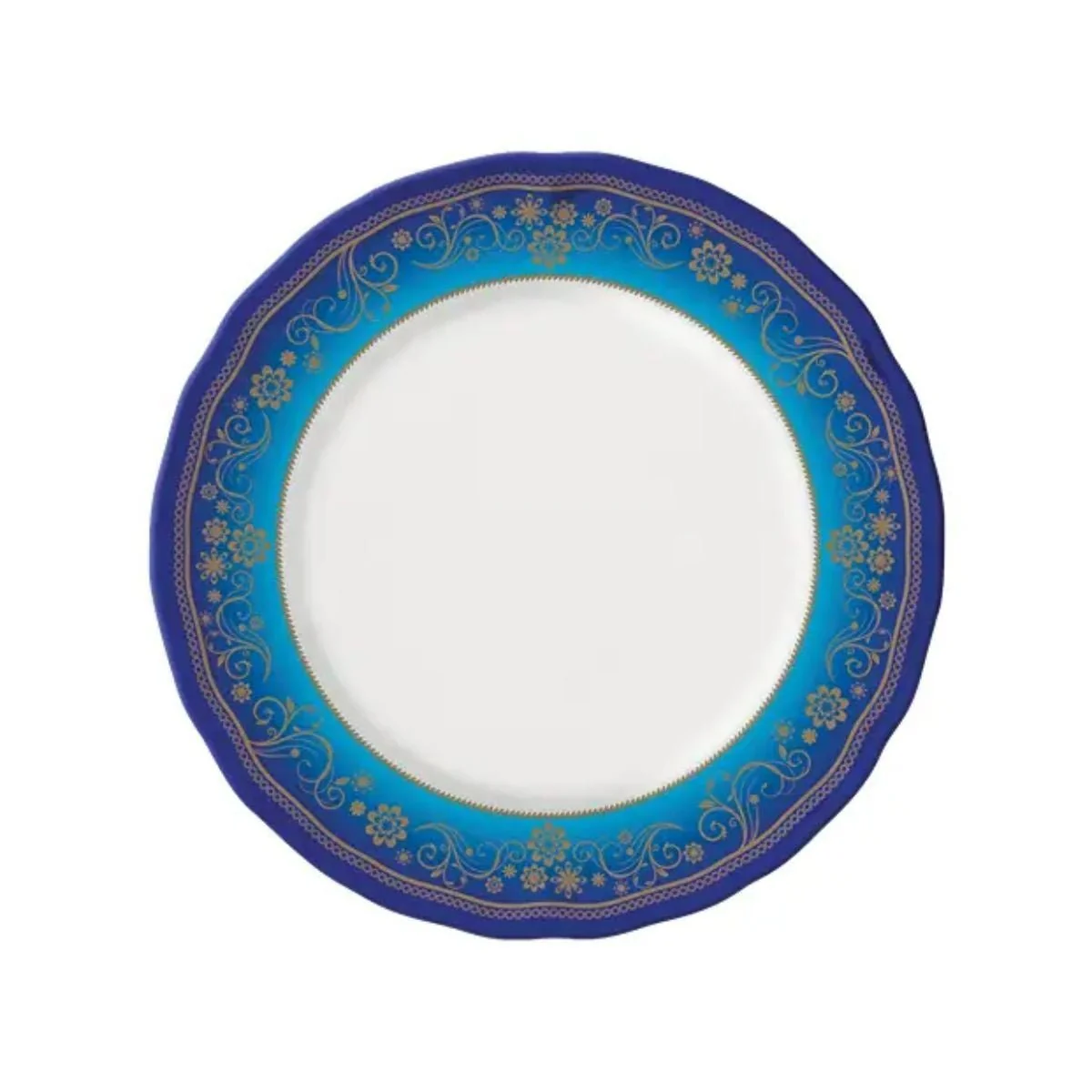 Supreme Petal Melamine Round Dessert Plate-21CM-White&Blue