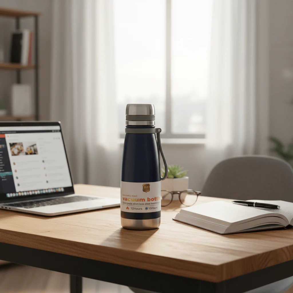 Double Wall Stainless Steel Vacuum Bottle 500ml – Navy Blue / Yellow / Silver / Red / Dark Green - Image 2
