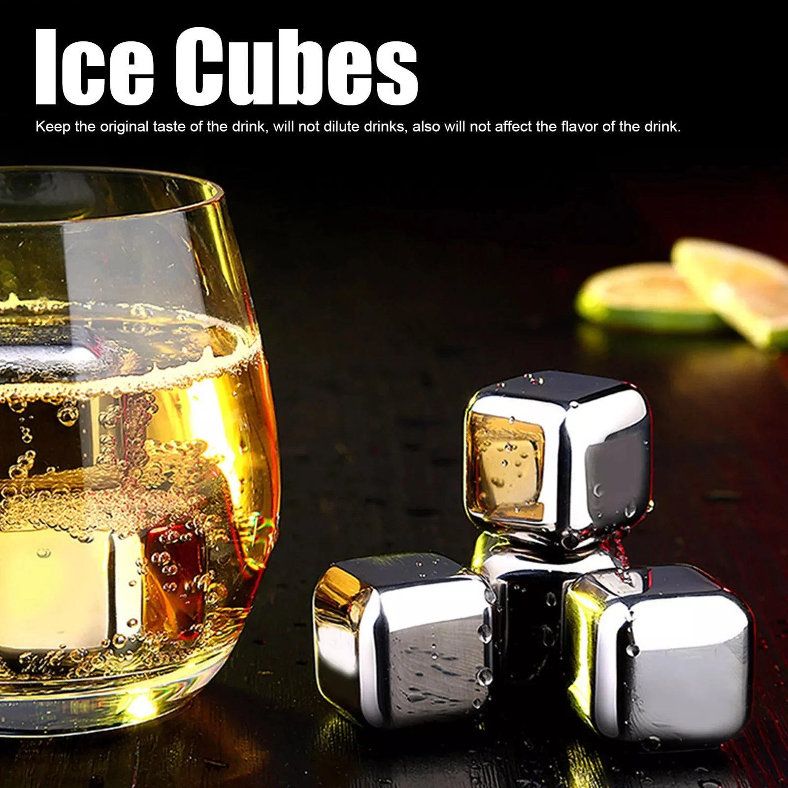 SUS304 Stainless Steel Ice Cubes 8pcs, Include 1pc Ice Clip - Image 3