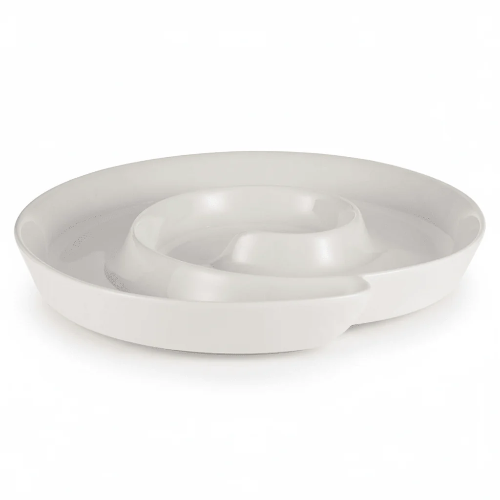 Symphony Spiral 27 cm White Serving Plate (Ceramic Material Construction)