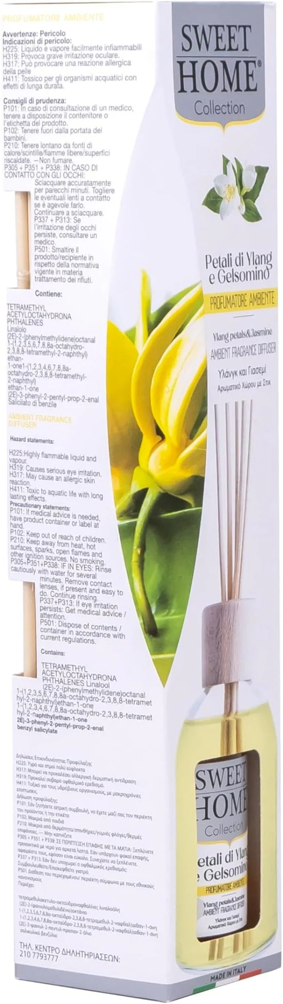 Sweet Home Ambient Fragrance Reed Diffuser, Jasmine & Ylang Leafs - 100ml, Floral and Exotic Aroma, Ideal for Living Rooms, Bedrooms, and Gifting, Made In Italy. - Image 2