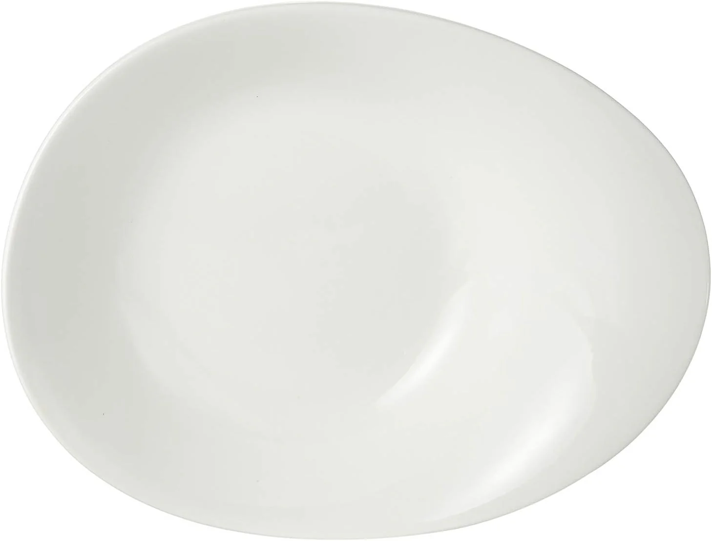 Symphony White Ceramic Pebble-Shaped Bowl – 26×20×6.8 cm - Image 2
