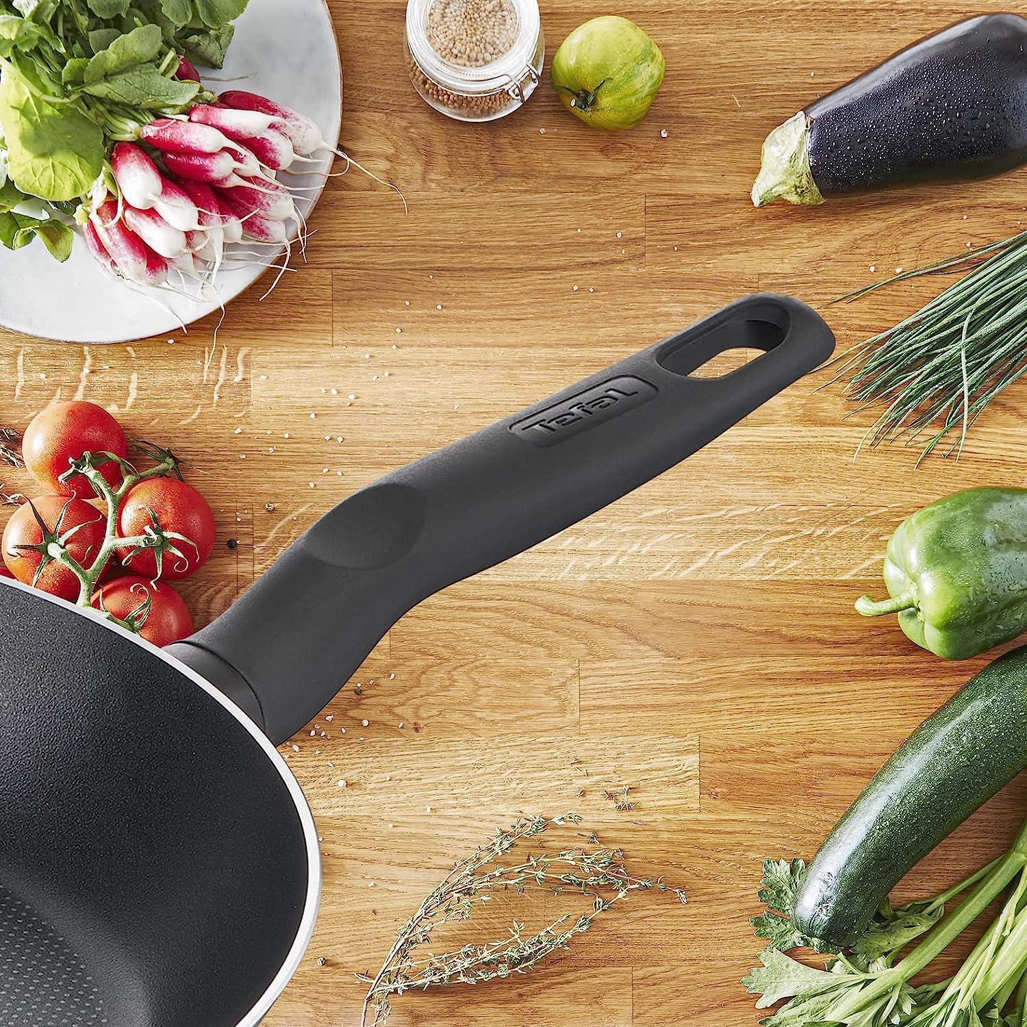 Tefal Dark Stone 9 pc set Non-stick Cooking Set, Safe coating Cookware, Heat indicator, Ergonomic handles, Glass lid - Image 7