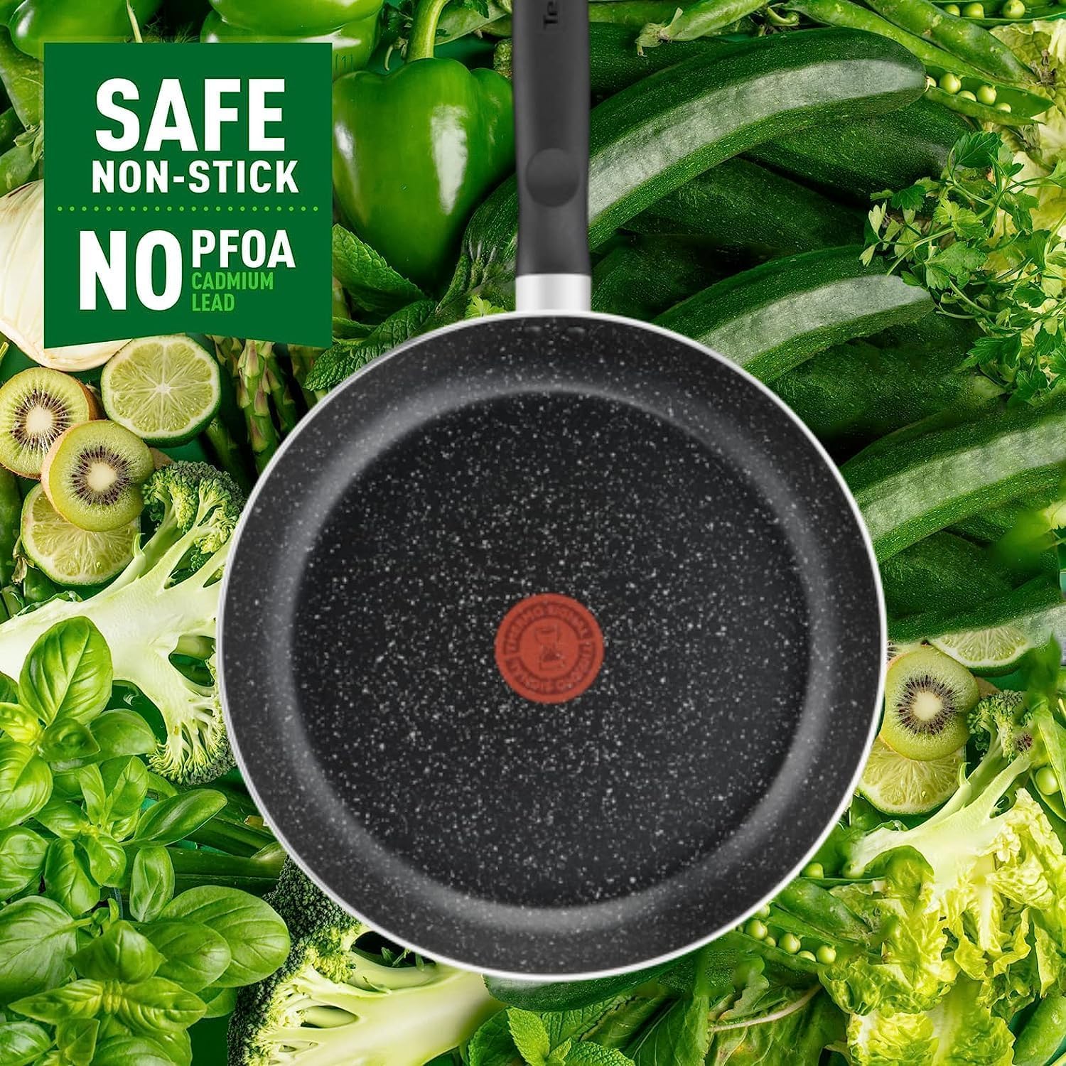 Tefal Dark Stone 9 pc set Non-stick Cooking Set, Safe coating Cookware, Heat indicator, Ergonomic handles, Glass lid - Image 9