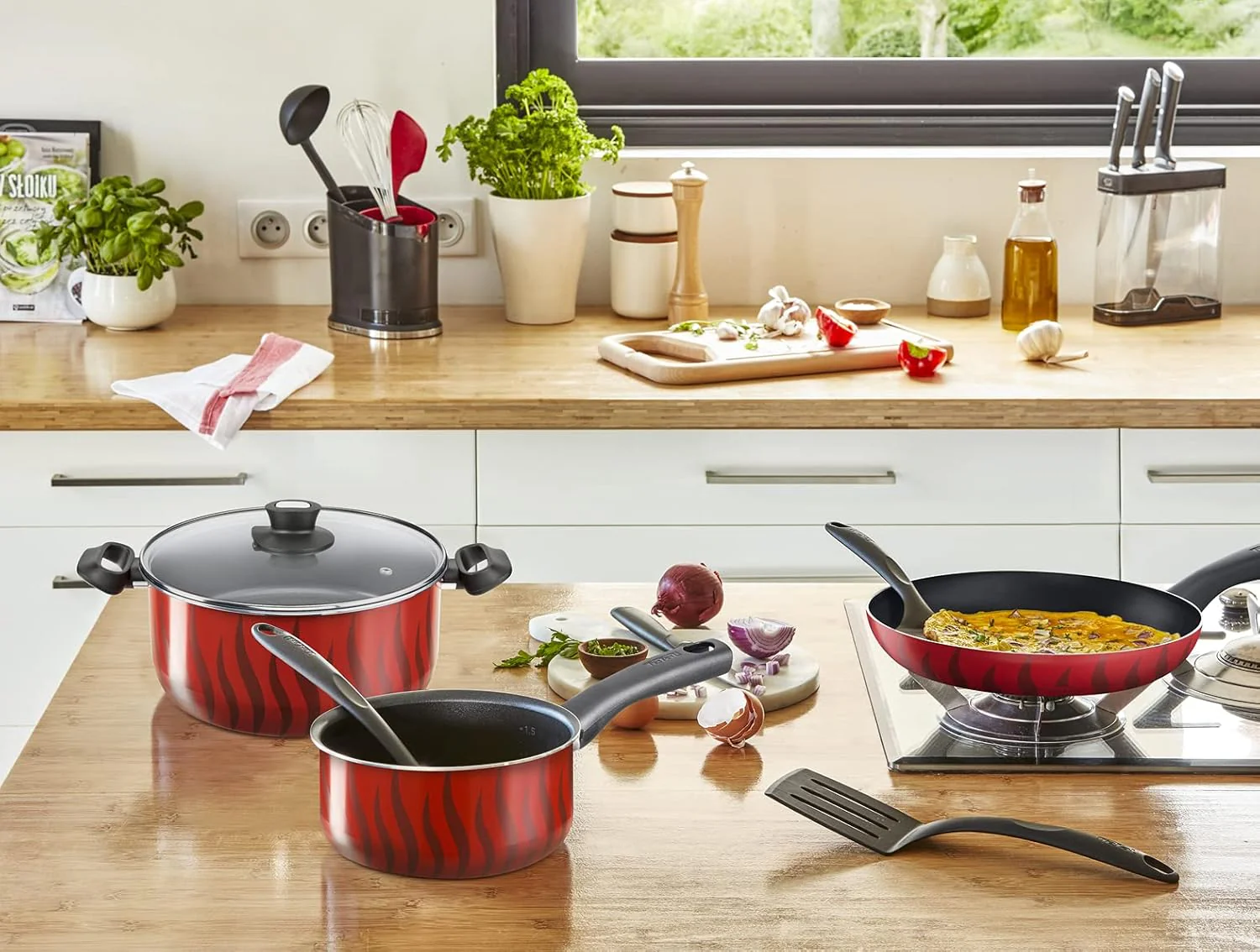 Tefal G6 Tempo Flame 14-Piece Non-Stick Aluminium Cookware Set – Complete Kitchen Set in Red, Made in France - Image 8