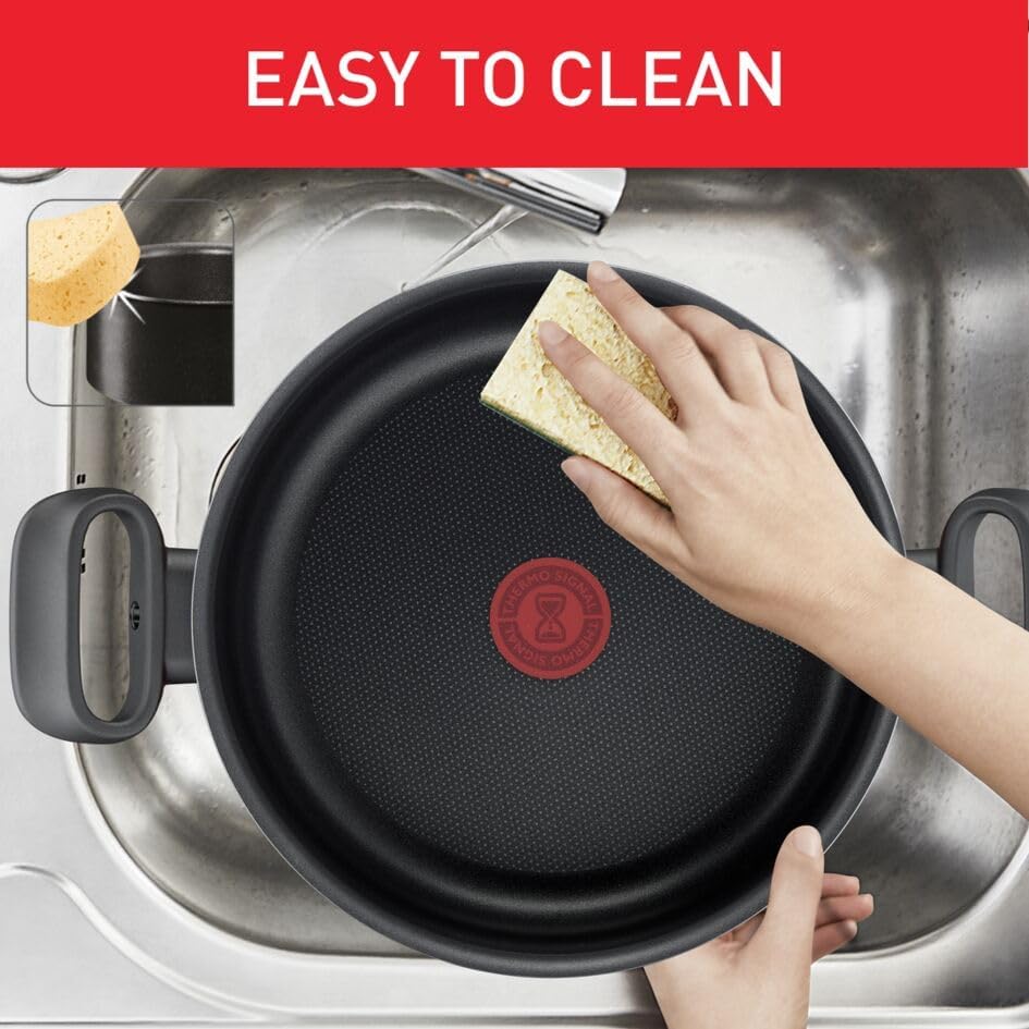 Tefal Tempo Flame 28cm Non-Stick Casserole with Lid – Red Aluminium (C3045485) - Image 4