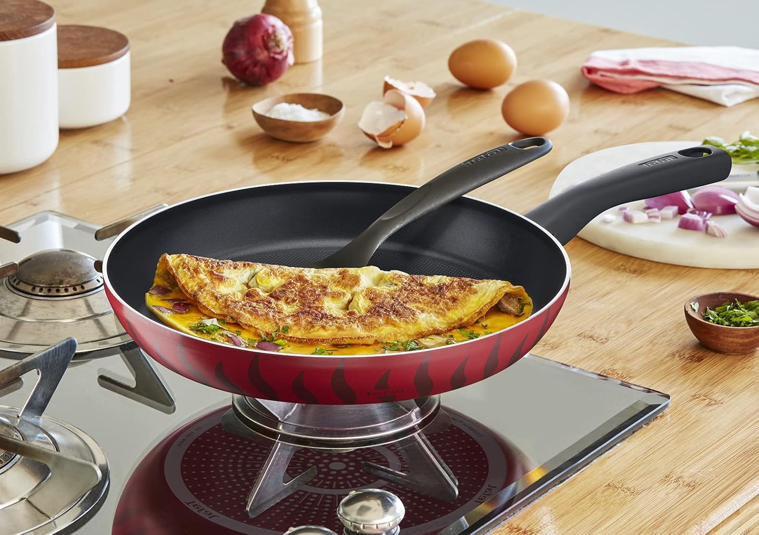 Tefal Frying Pan | G6 Tempo Flame 30 Cm Frypan | Non-stick with Thermo Spot| Red - Image 2