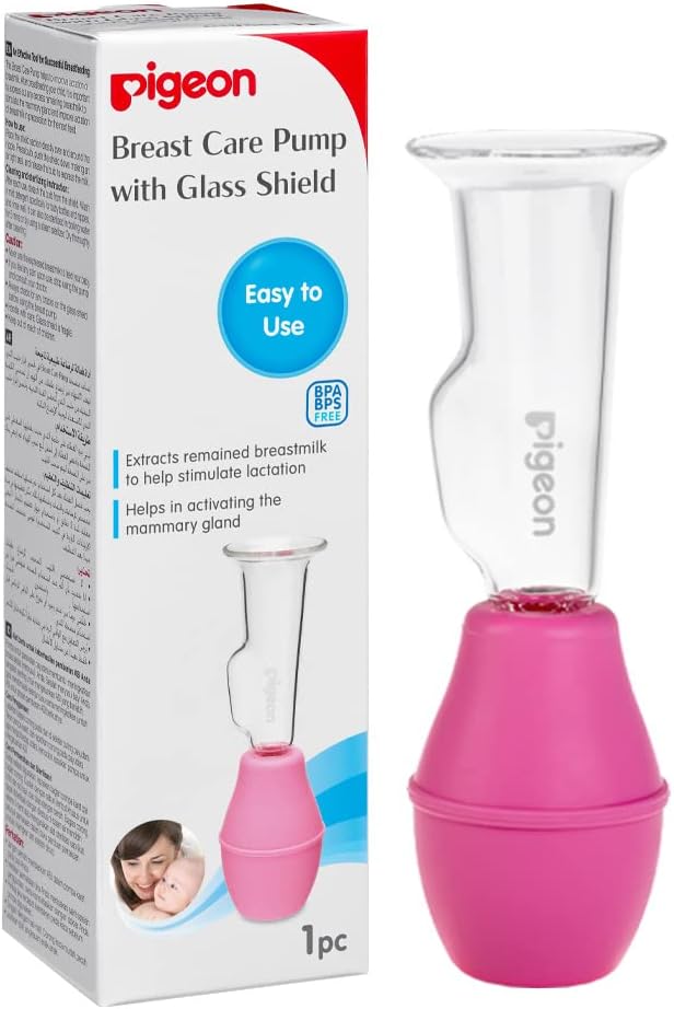 Pigeon, Breast Care Pump With Glass Shield, Milk Production Increase, Improves Lactation, Pain-Free Extraction