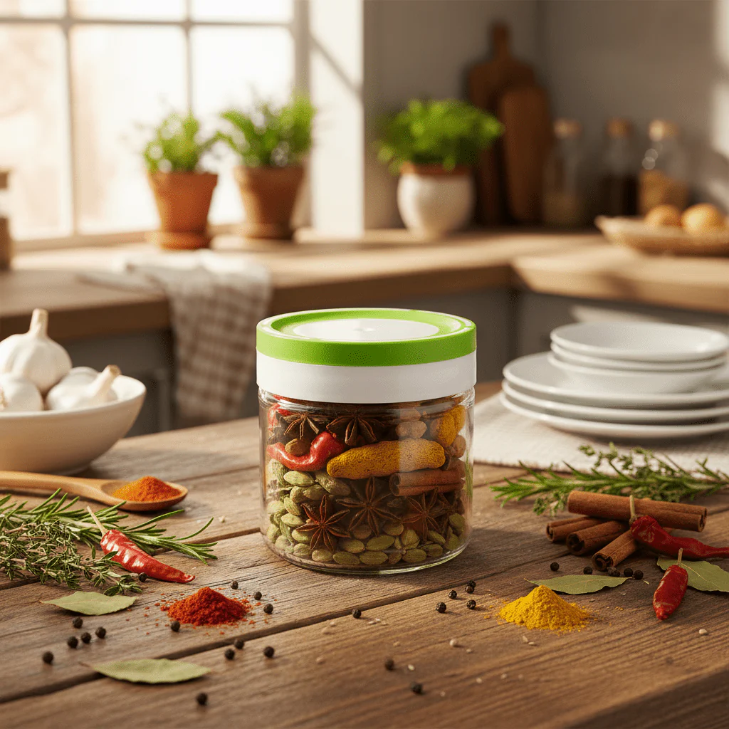 Titiz Fourlines Borosilicate Glass Storage Jar with Non-Spill Airtight Plastic Lid – 300ml | Green / Blue / Red / Black - Image 2