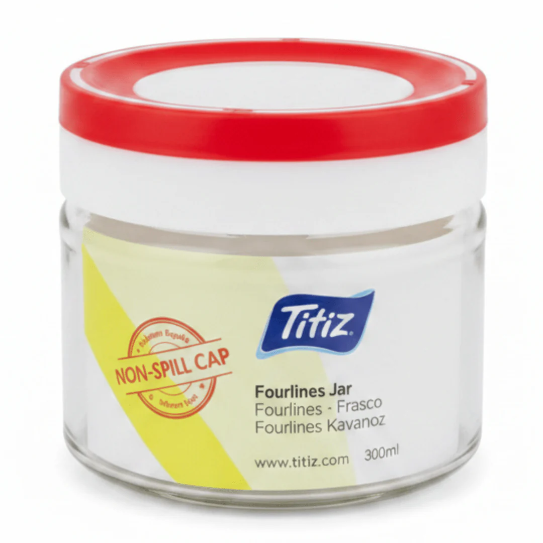 Titiz Fourlines Borosilicate Glass Storage Jar with Non-Spill Airtight Plastic Lid – 300ml | Green / Blue / Red / Black - Image 6
