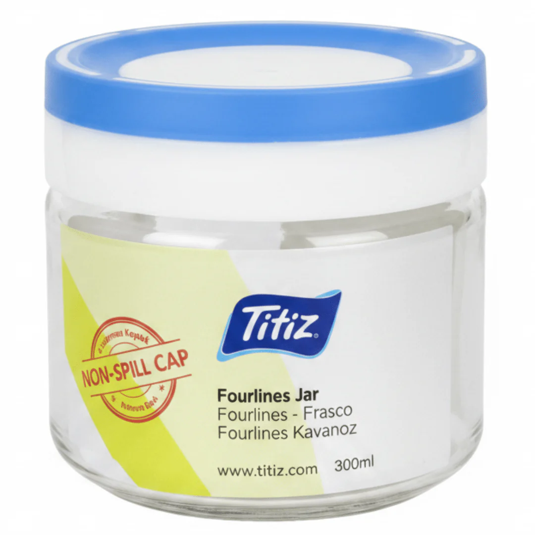 Titiz Fourlines Borosilicate Glass Storage Jar with Non-Spill Airtight Plastic Lid – 300ml | Green / Blue / Red / Black - Image 7