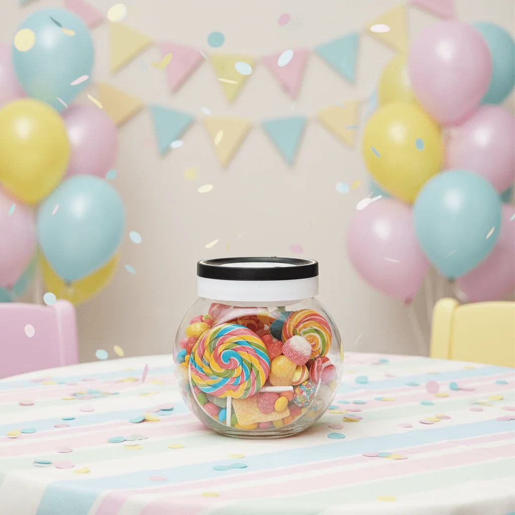 Titiz Fourlines Round Glass Jar with Airtight Plastic Lid – 750ml |Blue / Black | - Image 3