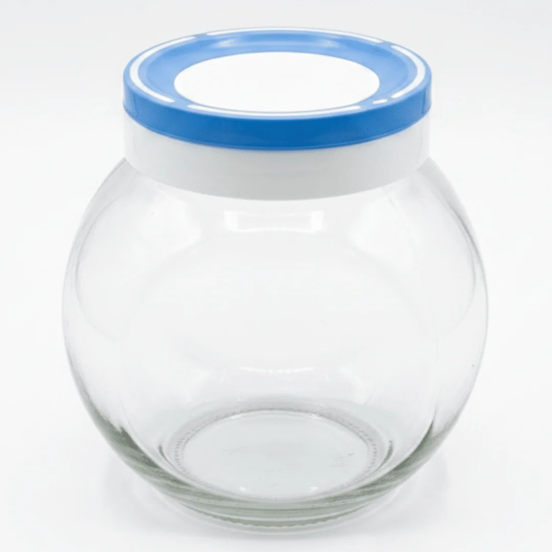 Titiz Fourlines Round Glass Jar with Airtight Plastic Lid – 750ml |Blue / Black | - Image 4