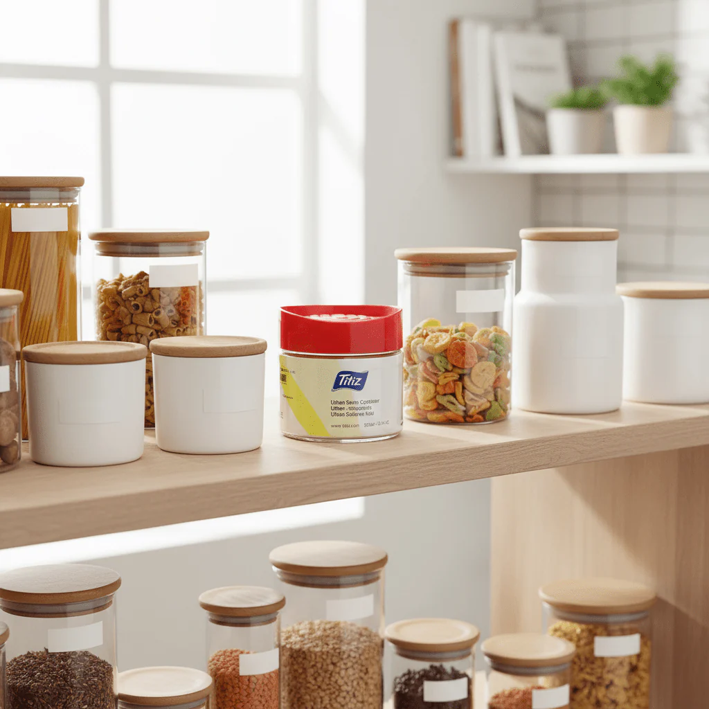 Titiz Urban Saver Glass Storage Jar with Plastic Lid – 300ml | Red / Blue / Black | - Image 2