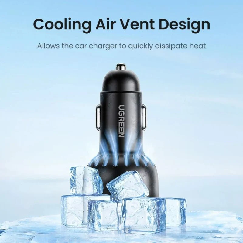 UGREEN 75W 3-Port Fast Car Charger(2xUSB-C, 1xUSB-A), PD 3.0 65W Max Single-Port Charging, EC703 - Image 2