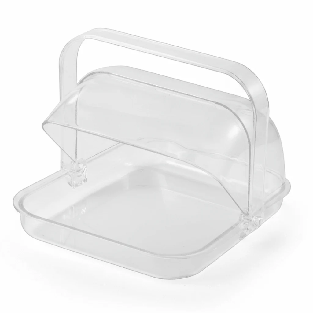 Vague Square Acrylic Candy Box with Handle | Crystal Clear Hinged Lid | 32.5 × 30.6 × 25 cm