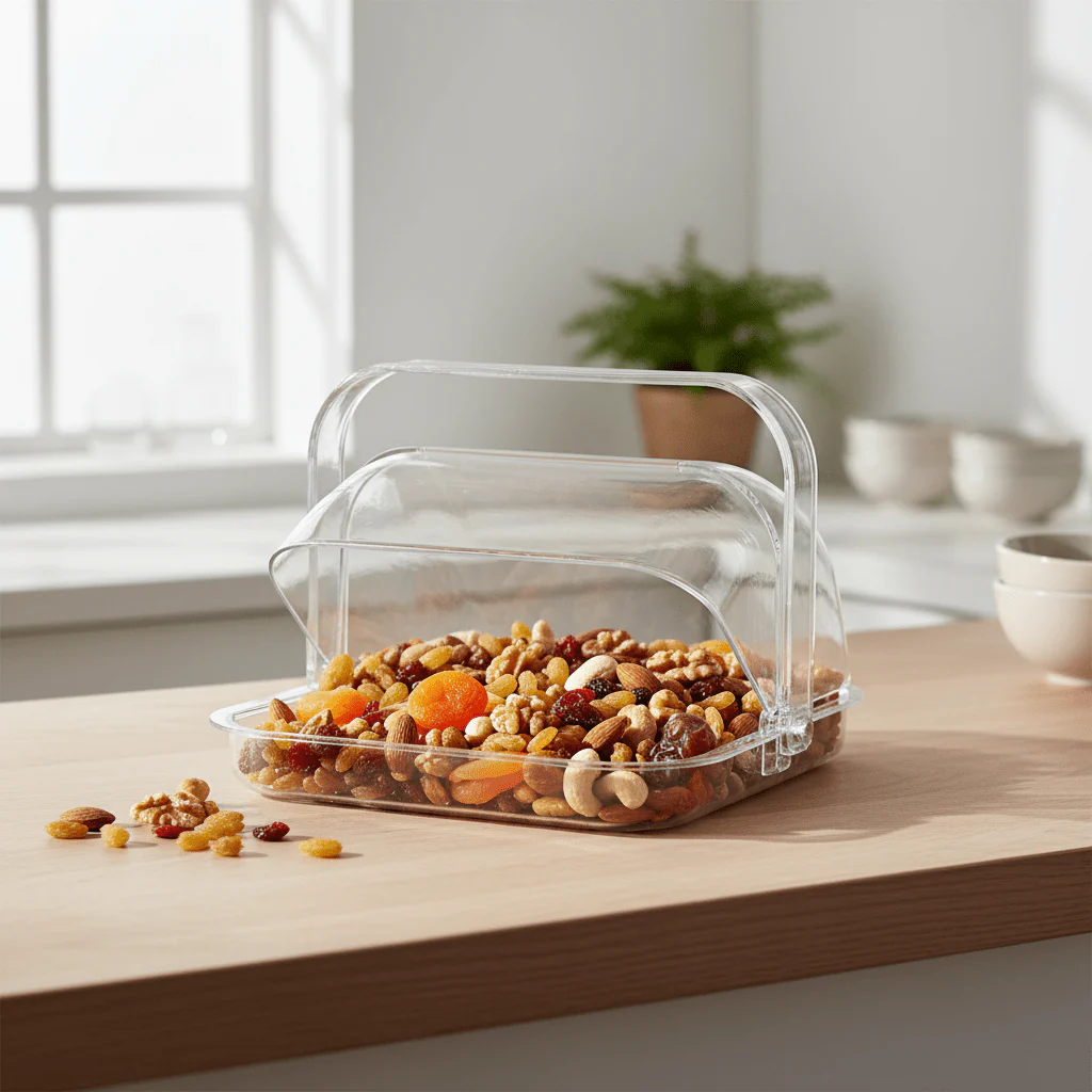 Vague Square Acrylic Candy Box with Handle | Crystal Clear Hinged Lid | 32.5 × 30.6 × 25 cm - Image 4