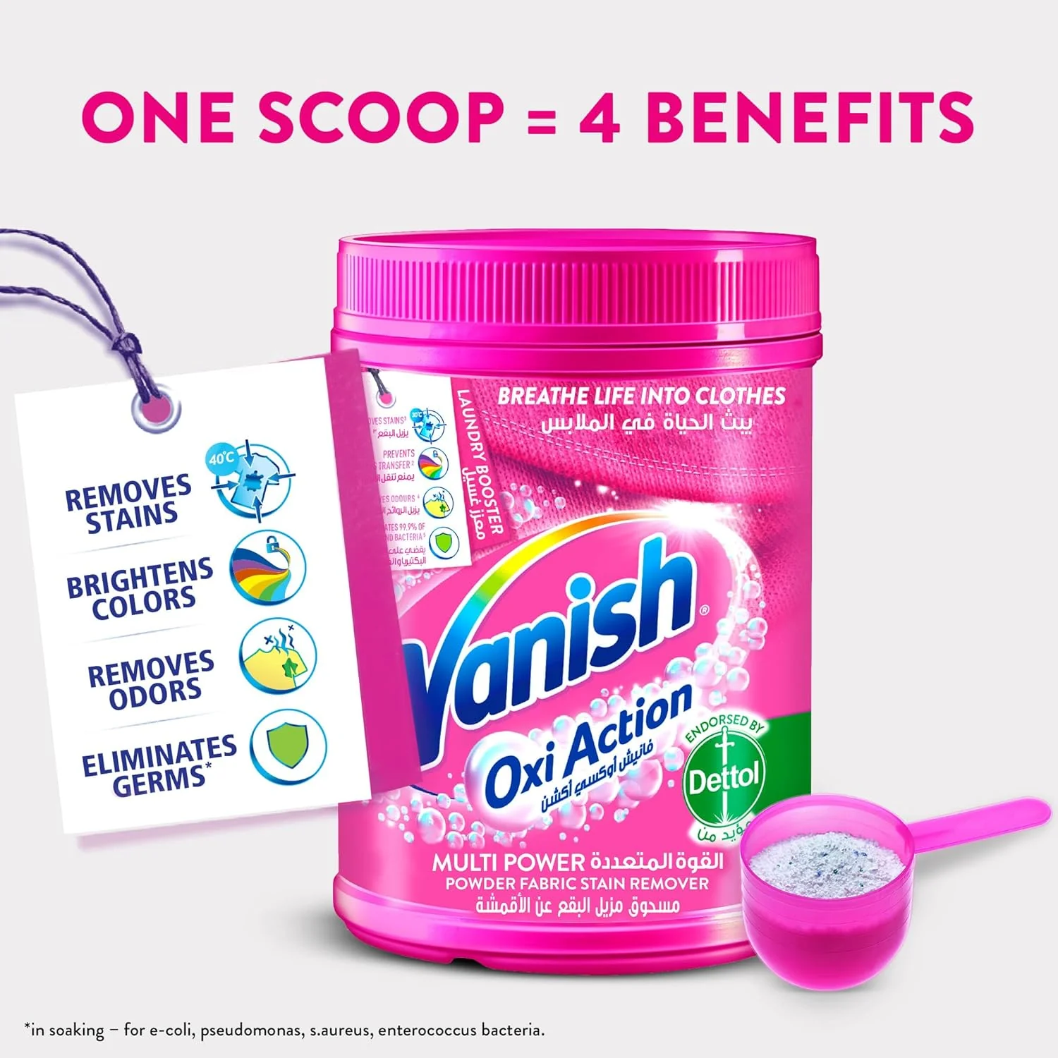 Vanish Oxi Action Fabric Stain Remover Powder 500g - Image 3