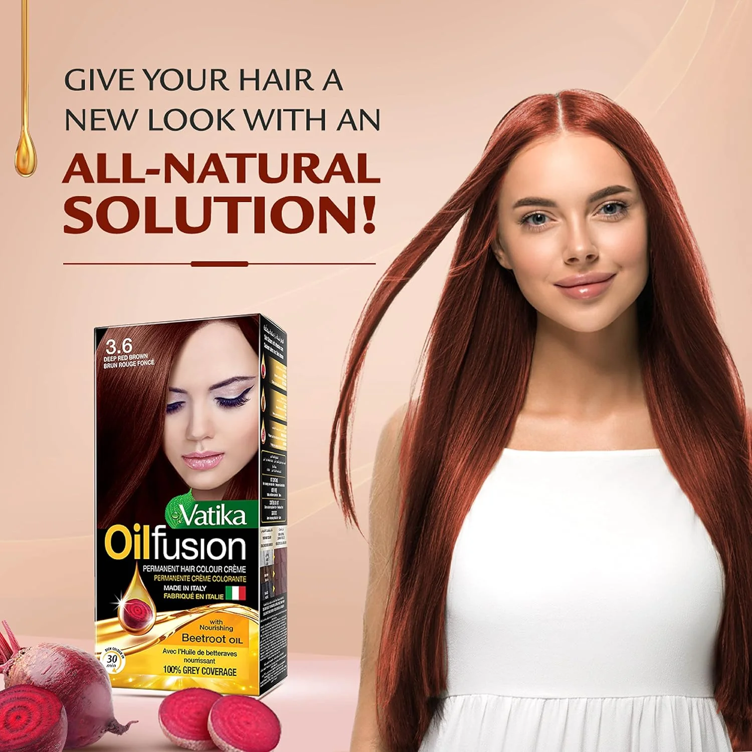 Vatika Naturals Coloring Kit 3.6 - Deep Red Brown 108ML - Image 2