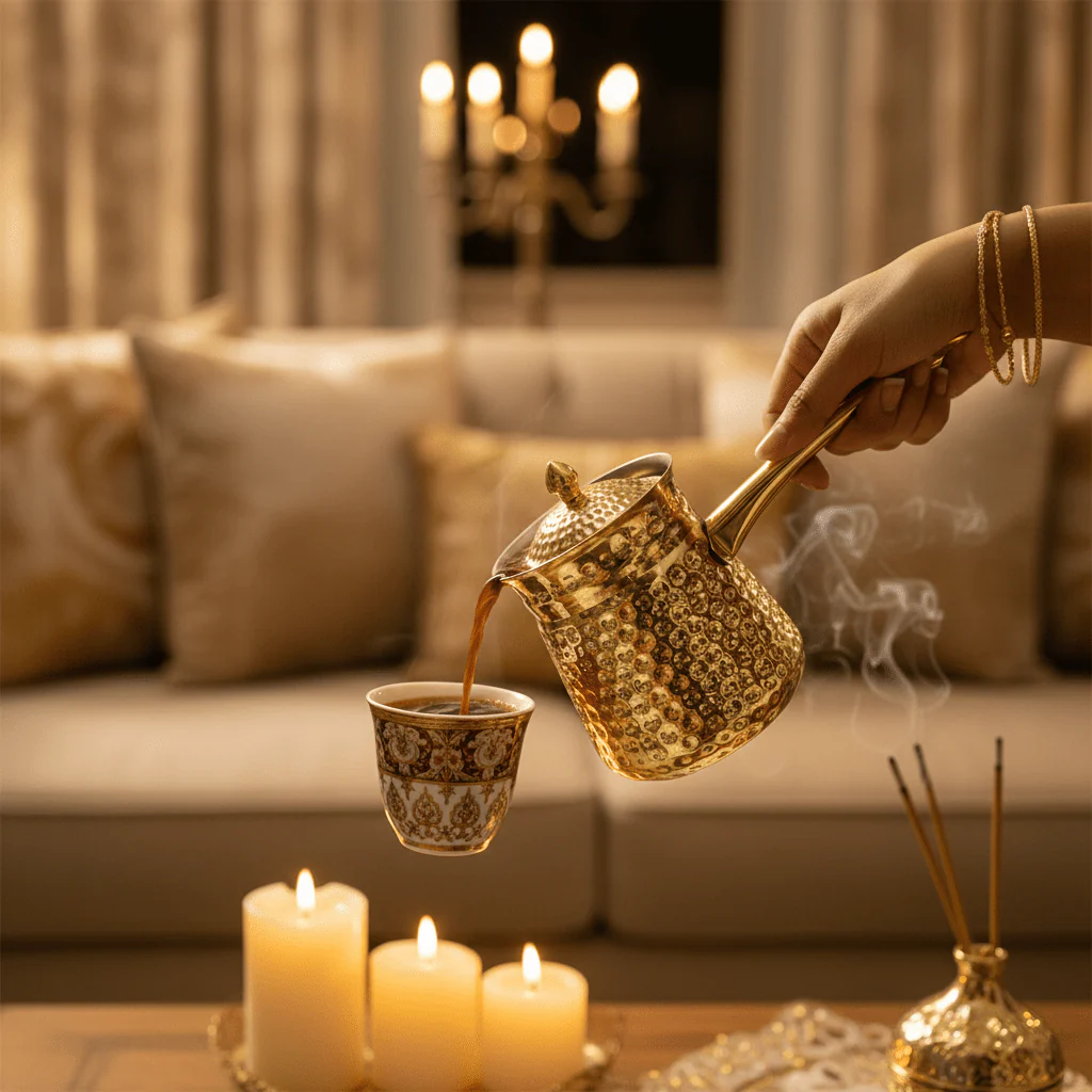 Velvet Golden Hammered Stainless Steel Arabic Coffee Warmer — 600ml - Image 2