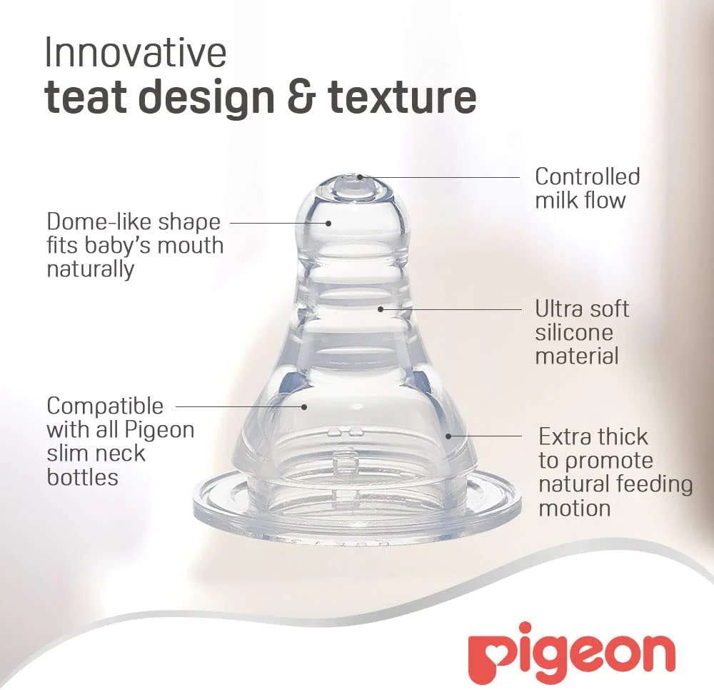 Pigeon Slim Neck Animal Decorated Plastic Feeding Bottle, Ultra Soft Silicone Nipple, Anti Colic, Bpa & Bps Free, 120Ml, Multicolor - Image 3