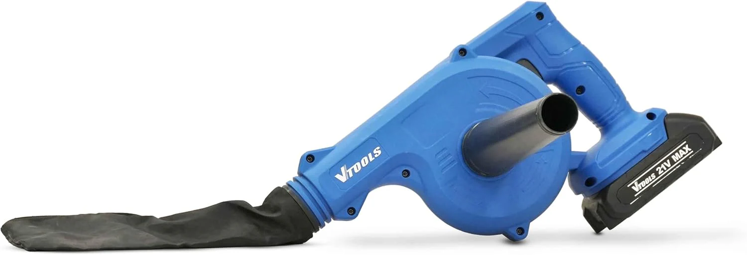 VTOOLS 21V Cordless Electric Blower with 2×1500mAh Li-ion Batteries, Lightweight Handheld Air Blower for Cleaning Leaves Dust Debris, Includes Charger & Accessories Set, VT1226 - Image 3