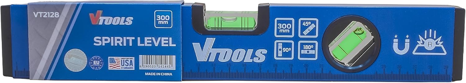 VTOOLS 300MM Shock Resistant Aluminum Alloy Magnetic Spirit Level, Blue, VT2128 - Image 4