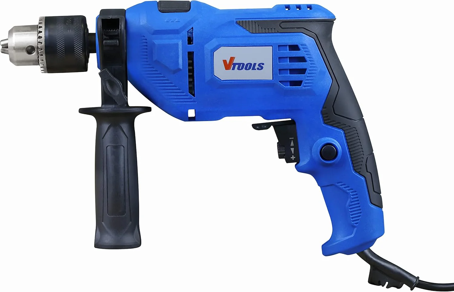 VTOOLS 650 Watt Impact Drill With Multi Function (Hammer And Drill), 360 degree Rotating Side Handle, Guide Ruler, And Variable Speed, Blue, VT1206 - Image 3