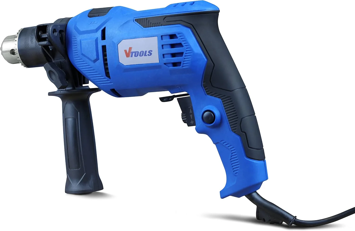 VTOOLS 650 Watt Impact Drill With Multi Function (Hammer And Drill), 360 degree Rotating Side Handle, Guide Ruler, And Variable Speed, Blue, VT1206 - Image 4