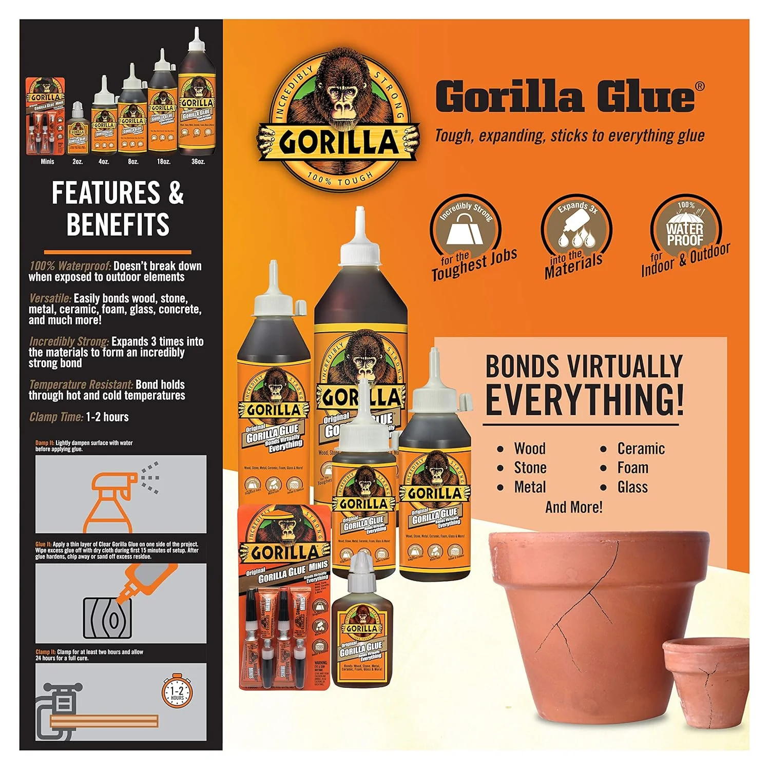 Gorilla Original Glue Mini Tubes β 4 Pack, 3g Each, Brown Waterproof Formula - Image 3