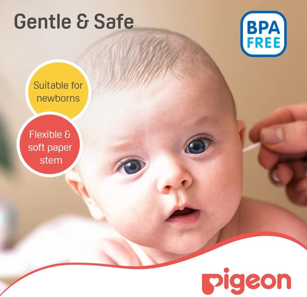 Pigeon Cotton Swabs, Flexible And Soft Paper Stem, 100% Soft Cotton Tips, Extra Thin, 200 Pieces, White - Image 3