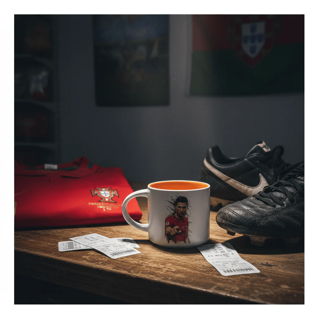 White Ceramic Coffee Mug 350ml With Portugal Flag & Cristiano Ronaldo Design - Image 2