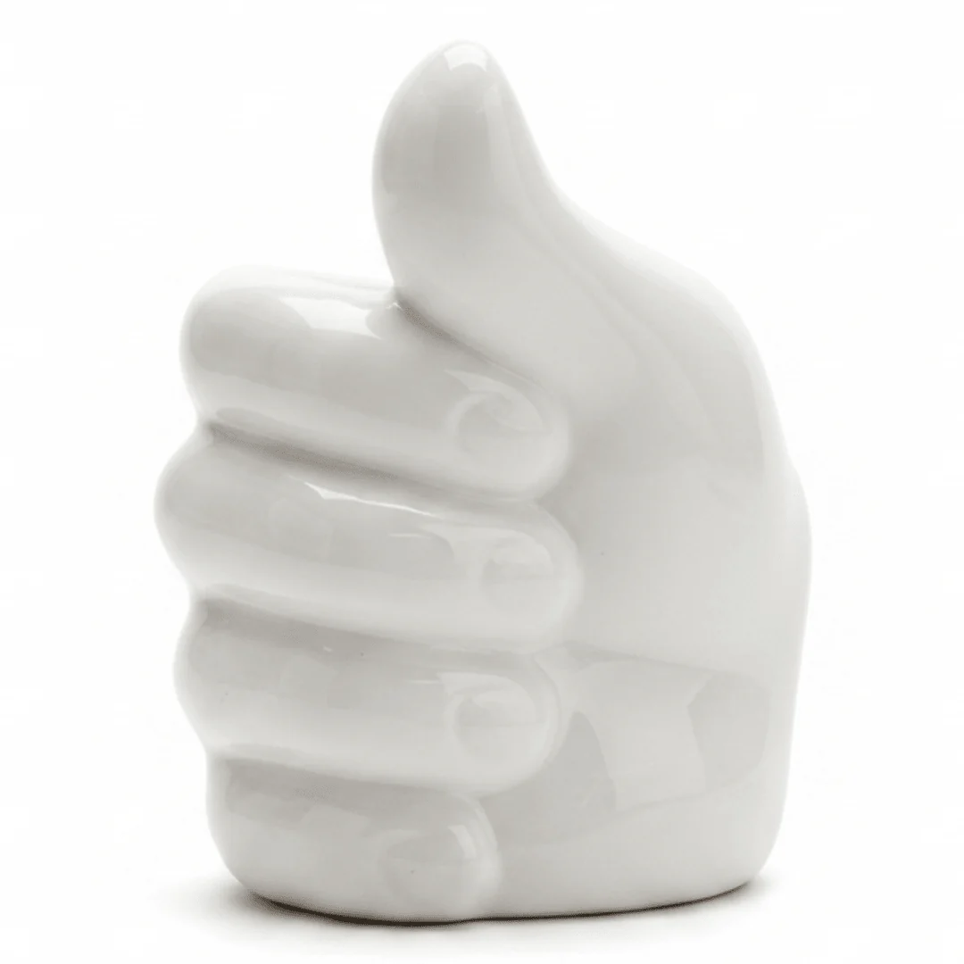 White Ceramic Hand Oil Burner – Thumbs Up | 7×6 cm
