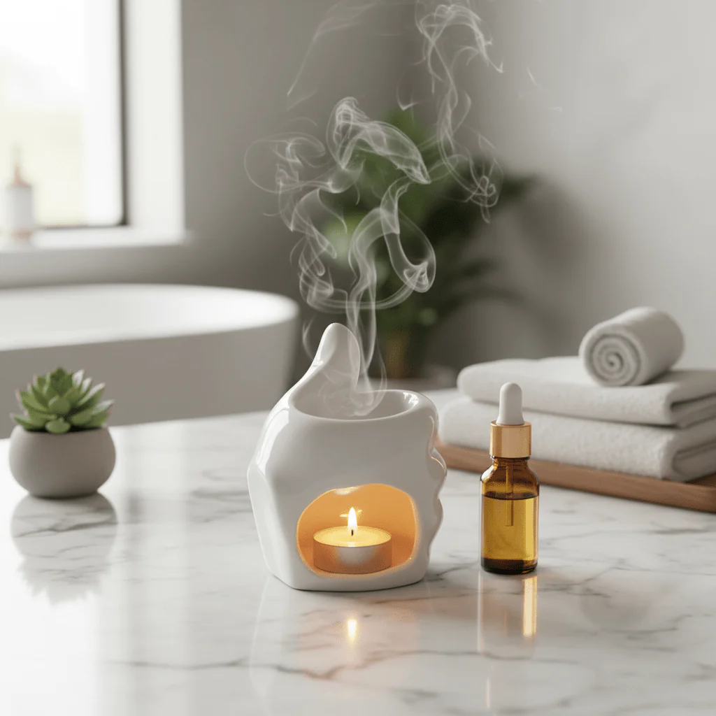 White Ceramic Hand Oil Burner – Thumbs Up | 7×6 cm - Image 3