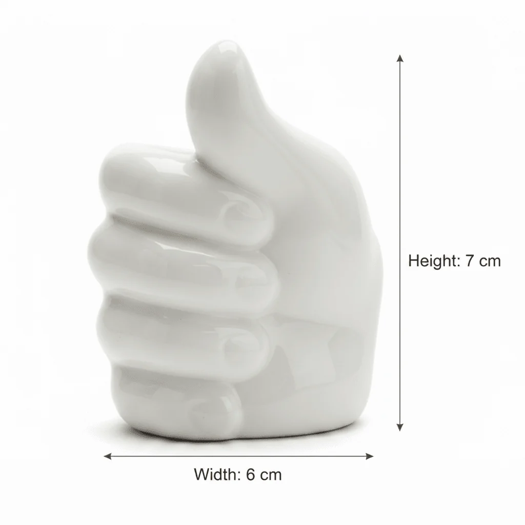 White Ceramic Hand Oil Burner – Thumbs Up | 7×6 cm - Image 4