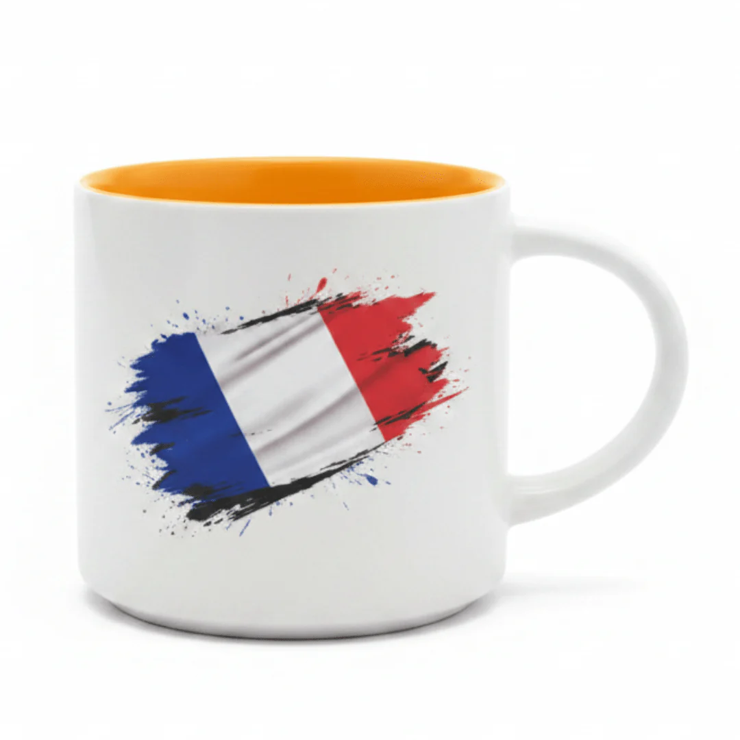 White Ceramic Mug 350ml — France Flag & Mbappe Design