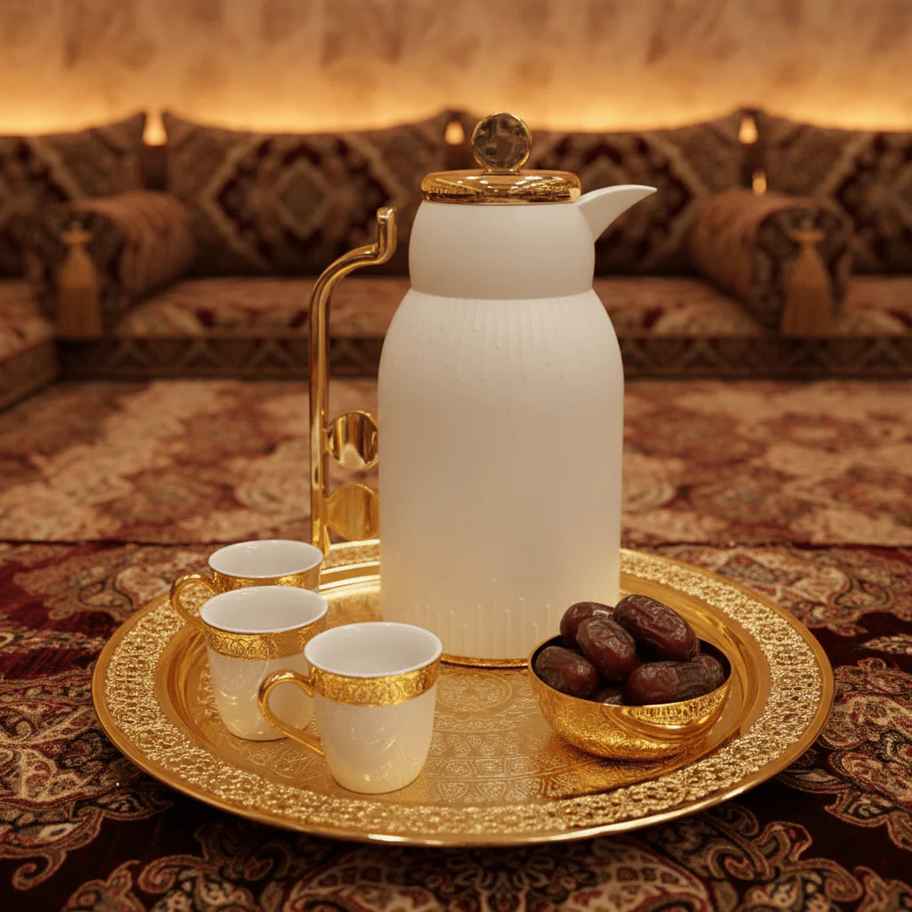 White & Gold Vacuum Flask — 1 Litre | Thermal Insulated Carafe - Image 3